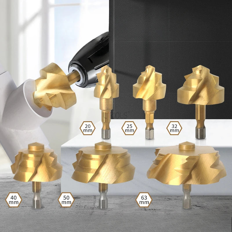 Titanium Plated Lifting Drill New Three Blade PPR Water Pipe Repair Drill Bit Precise Limit Opening Hole Drilling Hydraulic Tool