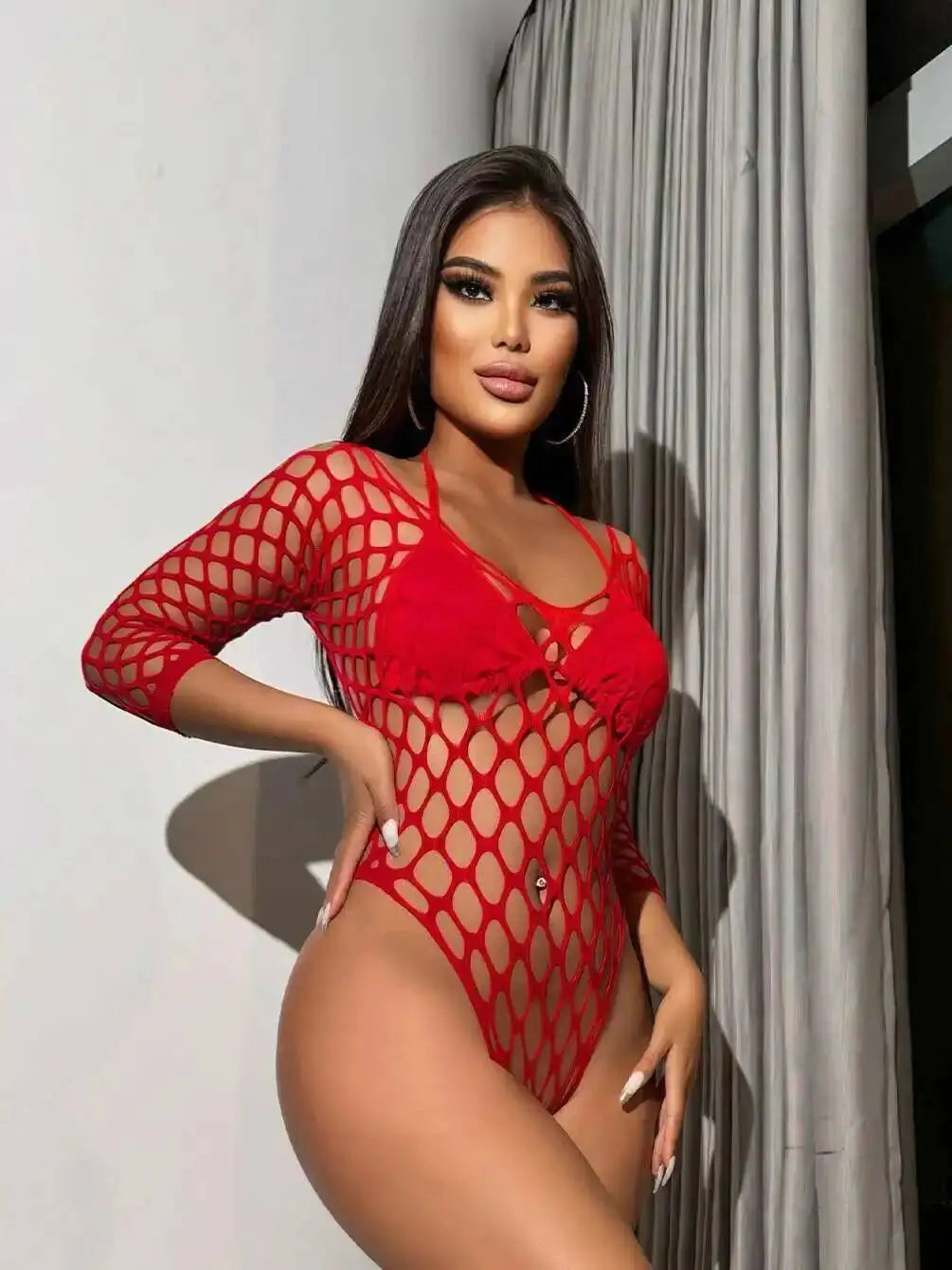 Women's Underwear Sexy Mesh Transparent Bodysuit Fishnet Exotic Tight One-piece Solid Color Bodysuits Half Sleeve Charming 4ADM