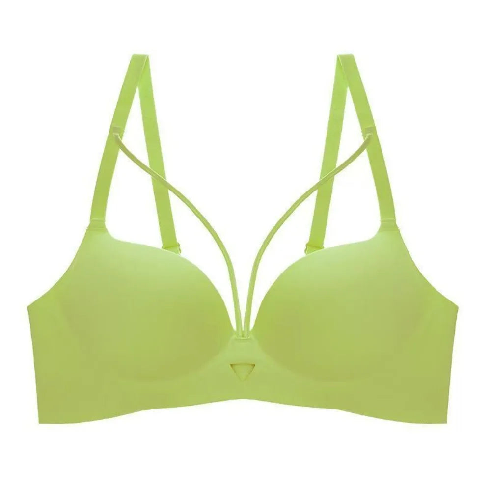 Breathable 3/4 Cup Push-up Bra Women Leopard Anti-sagging Seamless Underwear Lingerie Deep V Wireless Deep V Bra Girl