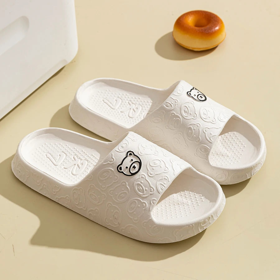 Summer Fashion Men's Slippers Printting Little Bear Sandals Indoor Bathroom Non-slip Soft Women Dormitory Casual Shoes Couple