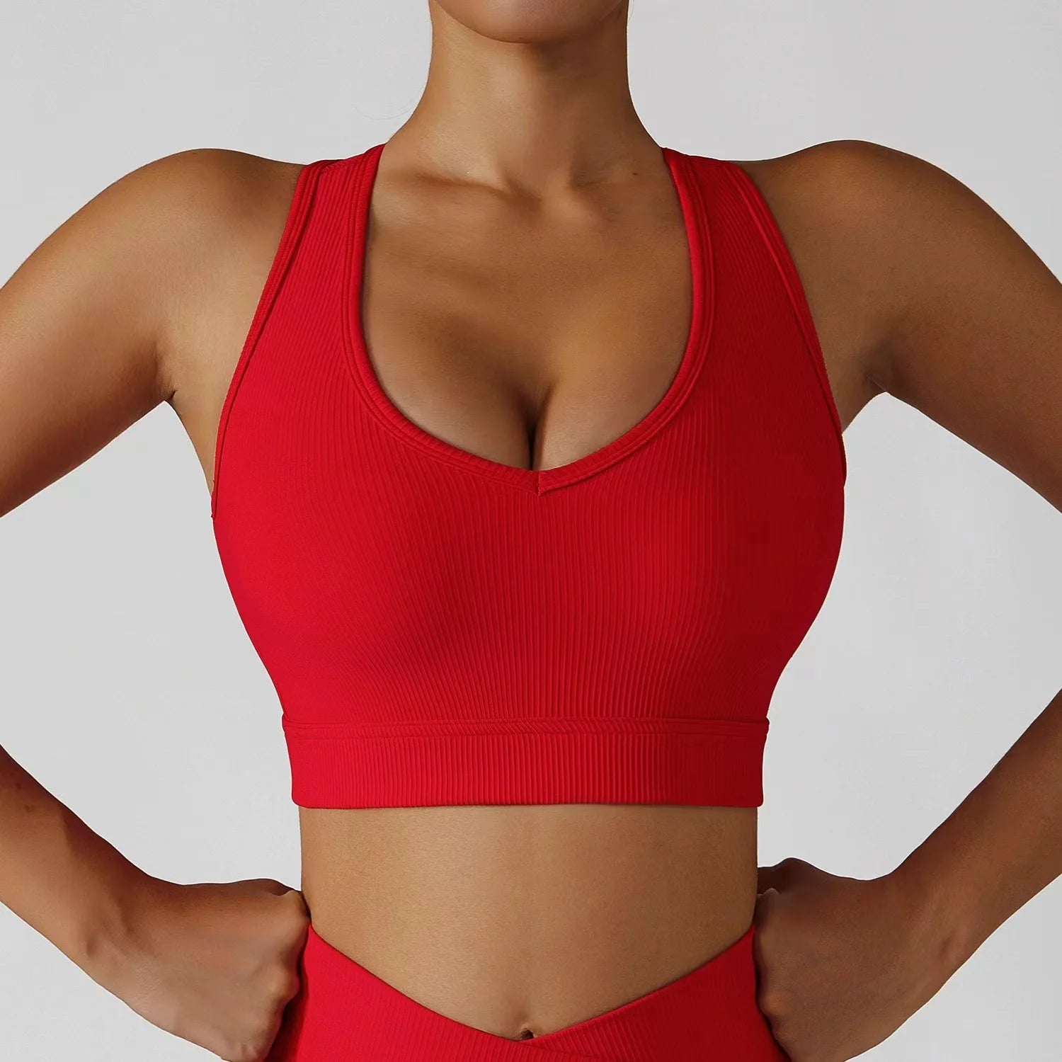 Sexy Halter Yoga Bra Gym Workout Push Up Running Sports Underwear Gathering Sports Vest Beautiful Back Fitness Top