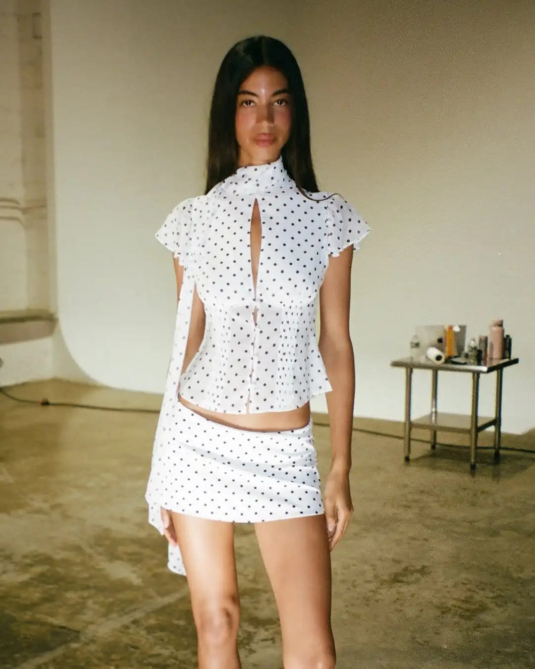 Guiz White Polka Dot Bodycon Skirt Mini Skirt Shorts Sexy Short Skirt Fashion Skirt with Built-In Underwear Lining Casual Style Sexy Short Skirt Low-Waist Skirt Shorts