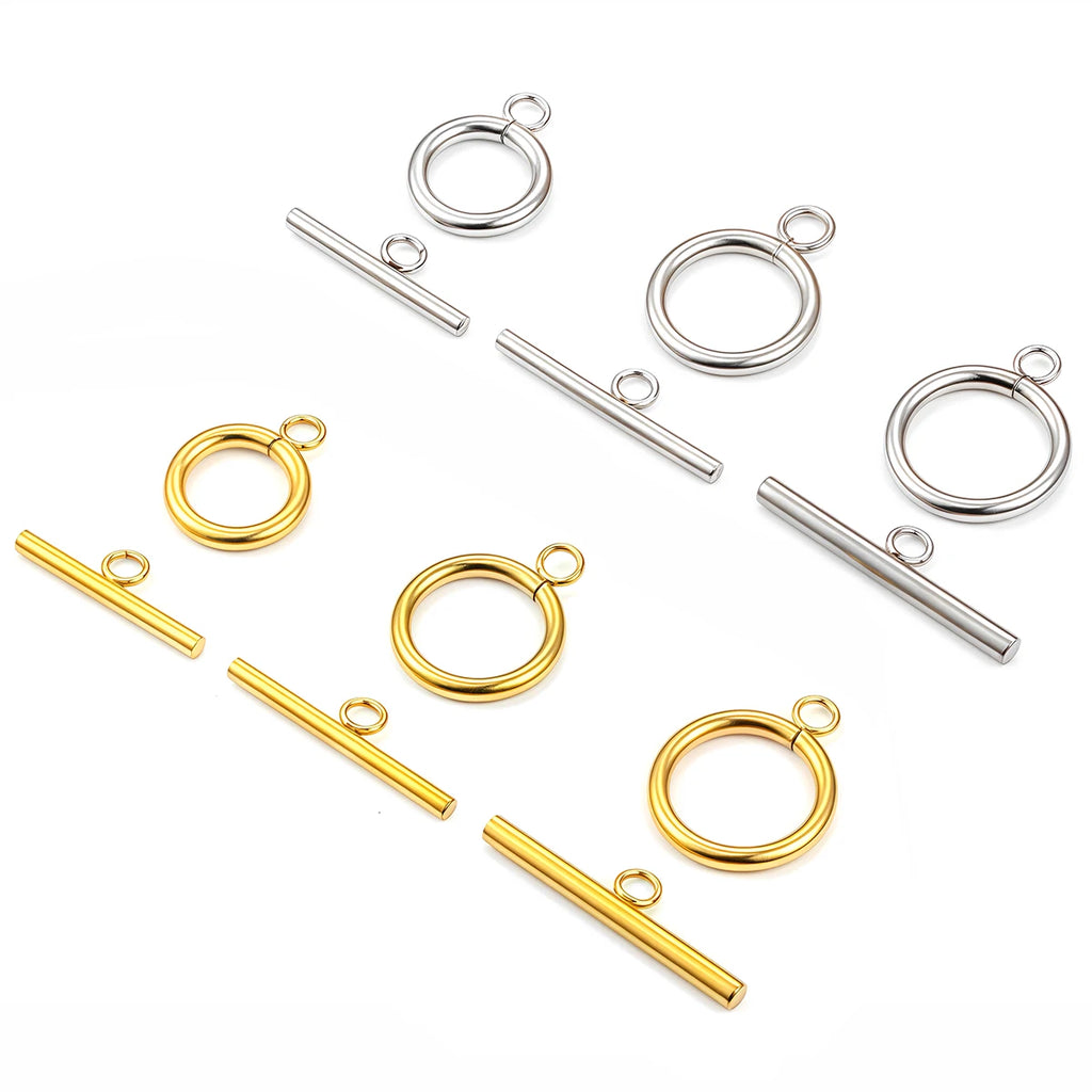 4 Sets Stainless Steel OT Clasp Toggle Clasps 18k Gold for Necklaces Connectors Bracelets Hooks DIY Jewelry Making Accessories