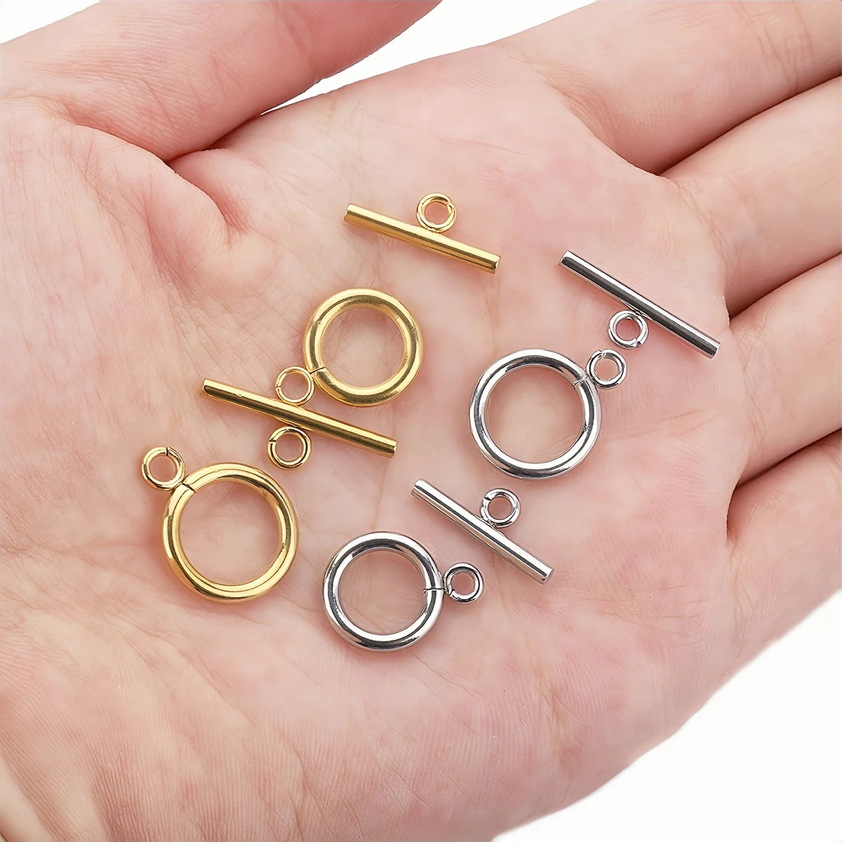 4 Sets Stainless Steel OT Clasp Toggle Clasps 18k Gold for Necklaces Connectors Bracelets Hooks DIY Jewelry Making Accessories