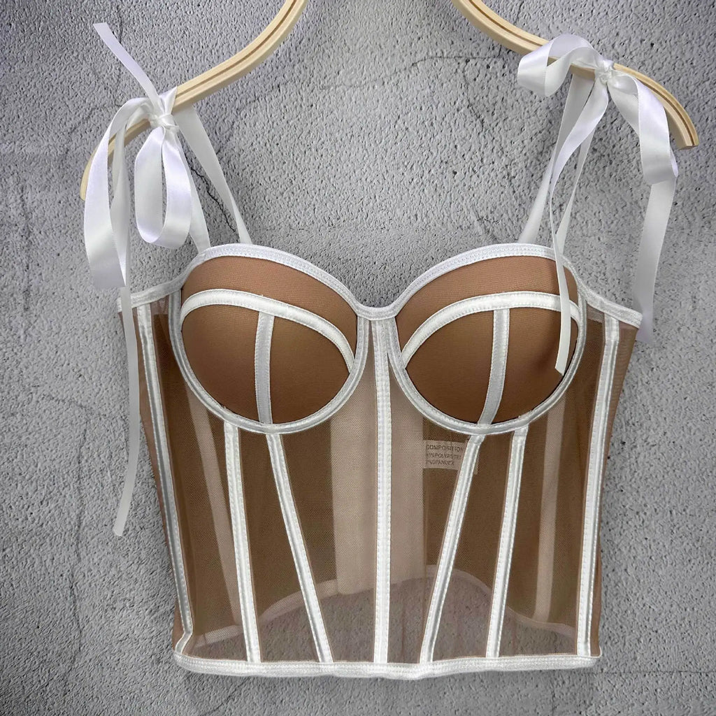 Women Corset Top Strappy Smocked Camisole Undershirt Lady Underwear Bottoming Outer Wear Sexy Fishbone Waist Tops Mujer Lingerie
