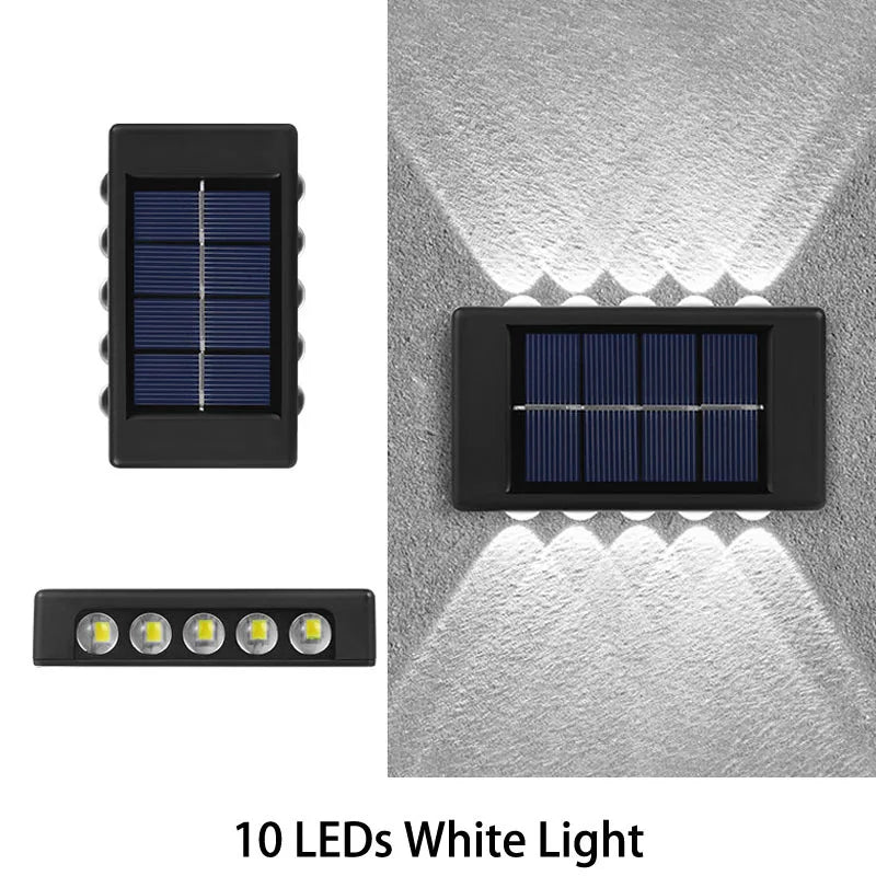 Solar Powered Garden Wall Light Outdoor Waterproof 6LED Beads up down Lamp for Street Terrace Fence Courtyard Wall Decoration