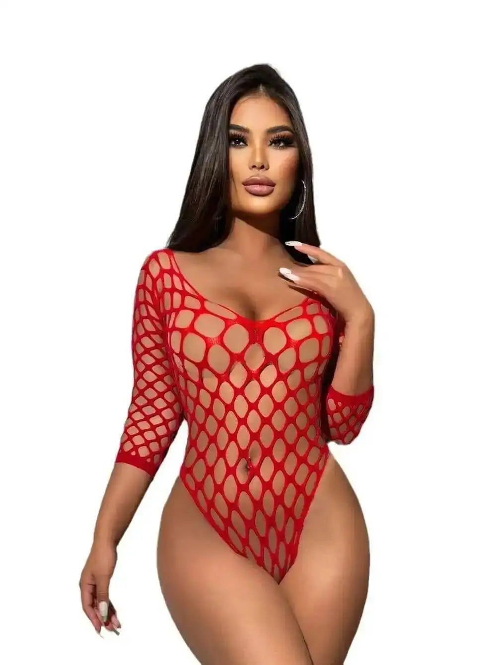 Women's Underwear Sexy Mesh Transparent Bodysuit Fishnet Exotic Tight One-piece Solid Color Bodysuits Half Sleeve Charming 4ADM