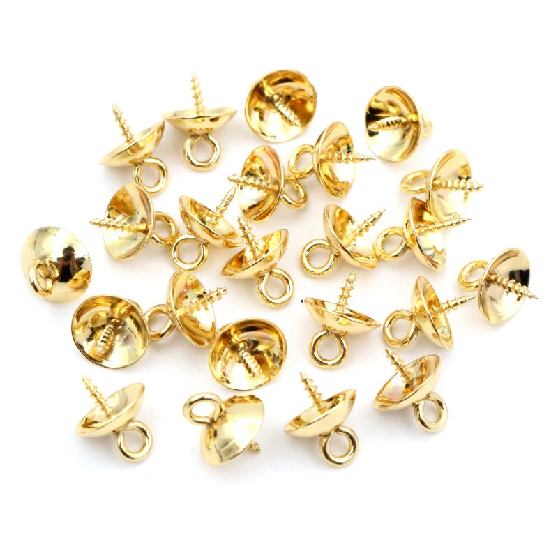 30pcs Screw Eyes Bails Top Drilled Beads End Caps Stainless Steel DIY Charms Connectors Jewelry Making Findings Accessories
