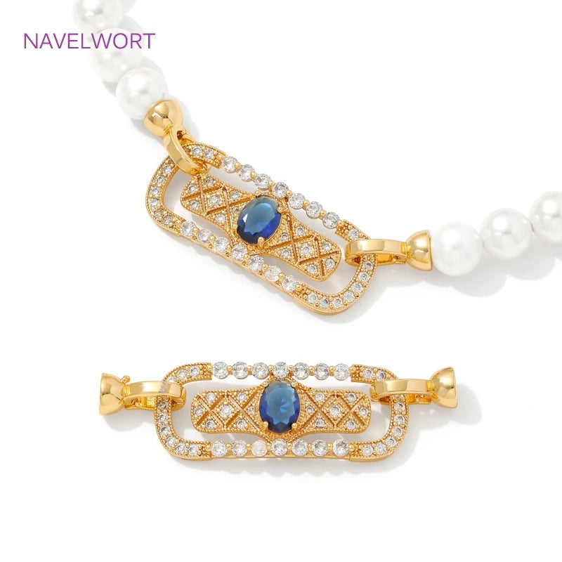 Luxury 18K Gold Plated Connectors Clasps,With Zircon Locks Clasps,Fasteners For Bracelet,DIY Necklaces Jewelry Making Findings