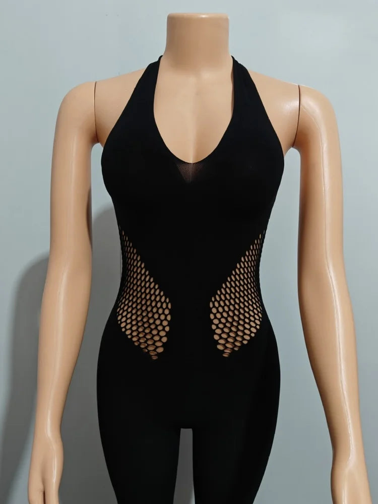 Wmstar Jumpsuit Women Wholesale Sexy Club Outfits Underwear Sexy Halter Tulle Backless Swimsuit Nightclub One Piece Outfits