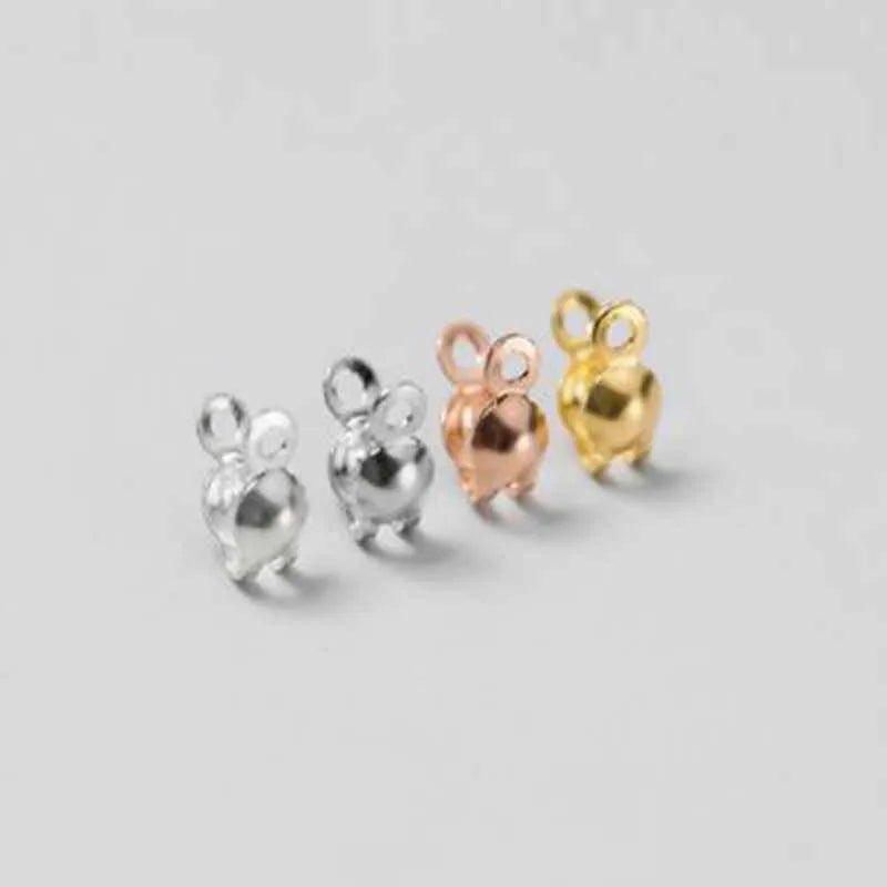 10pcs Genuine Real Pure Solid 925 Sterling Silver Closure End Beads Clasps Clips Gold Crimp Connector DIY Jewelry Making Finding