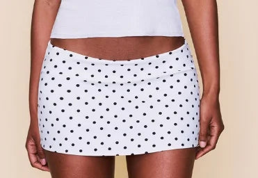 Guiz White Polka Dot Bodycon Skirt Mini Skirt Shorts Sexy Short Skirt Fashion Skirt with Built-In Underwear Lining Casual Style Sexy Short Skirt Low-Waist Skirt Shorts