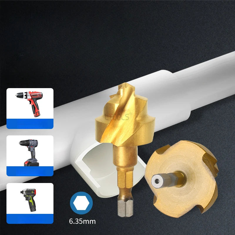 Titanium Plated Lifting Drill New Three Blade PPR Water Pipe Repair Drill Bit Precise Limit Opening Hole Drilling Hydraulic Tool