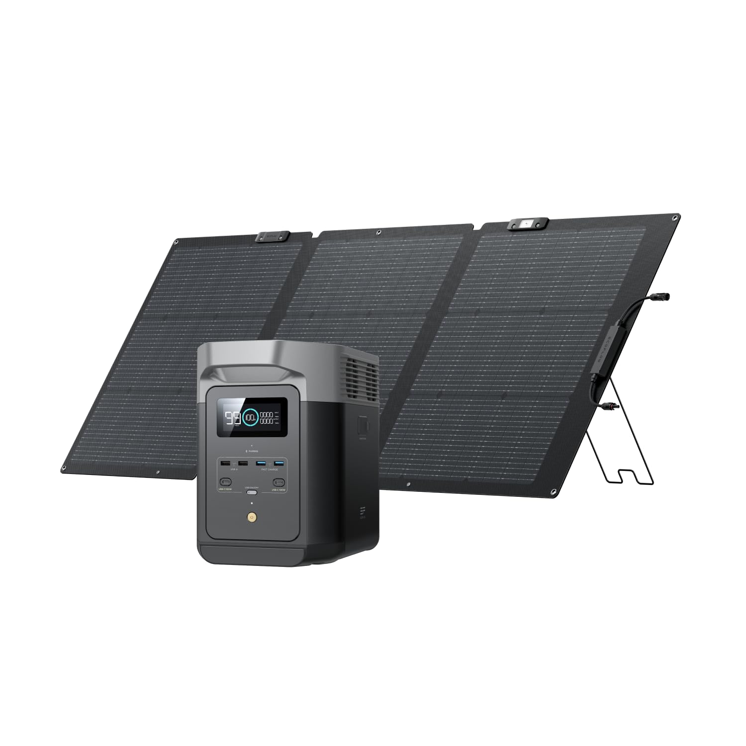 EF ECOFLOW Portable Power Station DELTA 2, 1024Wh LiFePO4 (LFP) Battery, 1800W AC/100W USB-C Output, Solar Generator(Solar Panel Optional) for Home Backup Power, Camping & RVs