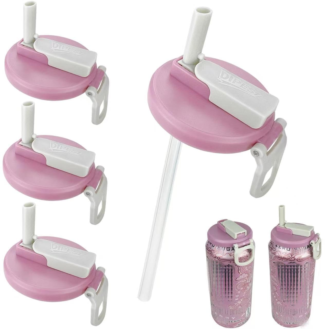 6 Pack Soda Can Lids with Straws,Inspired by Energy Drink Can Colors, Reusable BPA-Free Can Tops for Energy Drink, Soda, Juice, Beer – Fits Standard 12oz/16oz Cans（K01-P6）