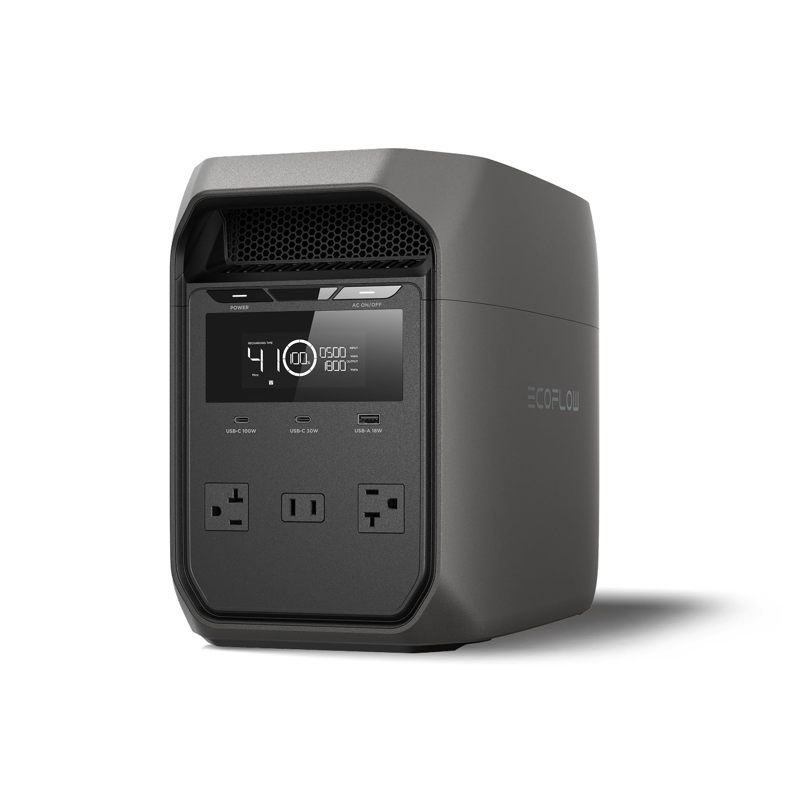 EF ECOFLOW Portable Power Station DELTA 2, 1024Wh LiFePO4 (LFP) Battery, 1800W AC/100W USB-C Output, Solar Generator(Solar Panel Optional) for Home Backup Power, Camping & RVs