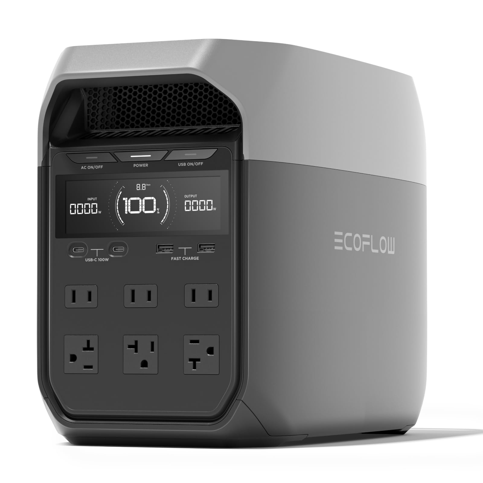EF ECOFLOW Portable Power Station DELTA 2, 1024Wh LiFePO4 (LFP) Battery, 1800W AC/100W USB-C Output, Solar Generator(Solar Panel Optional) for Home Backup Power, Camping & RVs
