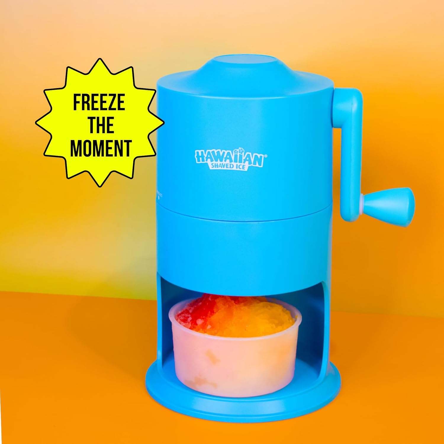 Hawaiian Shaved Ice Mini Snow Cone Machine - Portable Countertop Ice Shaver with No Slip Base - No Electricity Needed - Ice Cup Included - Lightweight - Stainless Steel Blade