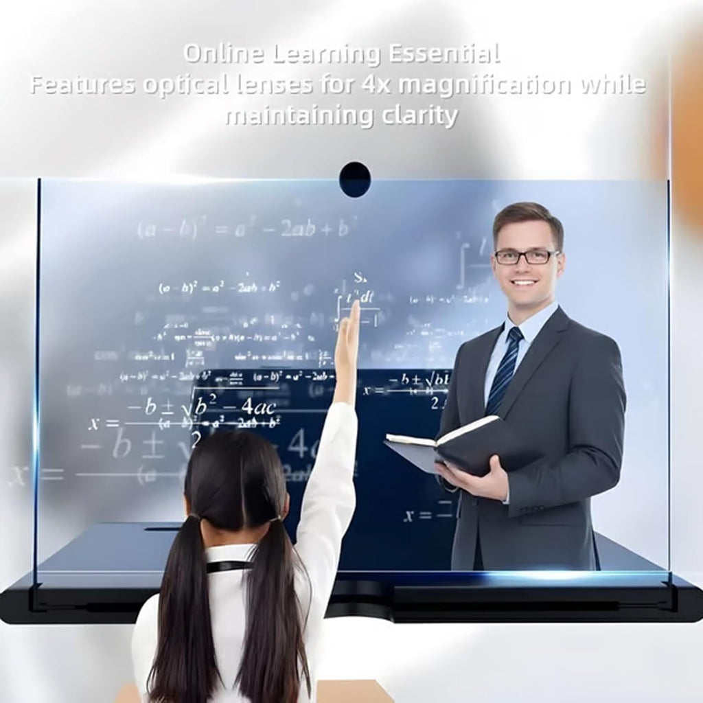 Mobile Phone Magnifier Projector Screen, 3D HD Screen Magnifier for Cell Phone, Foldable Magnifying Projector Screen Stand for Movies, Videos & Gaming Compatible with All Phones (Black, 10 inch)