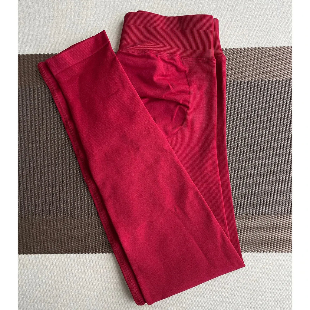 TKITK Leggings Women Seamless Sports Yoga Pants Low Ribbed Band Gym Clothes Fitness Workout Wear Scrunch Bum Tights