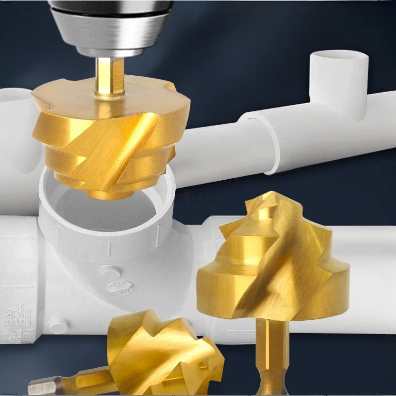 Titanium Plated Lifting Drill New Three Blade PPR Water Pipe Repair Drill Bit Precise Limit Opening Hole Drilling Hydraulic Tool