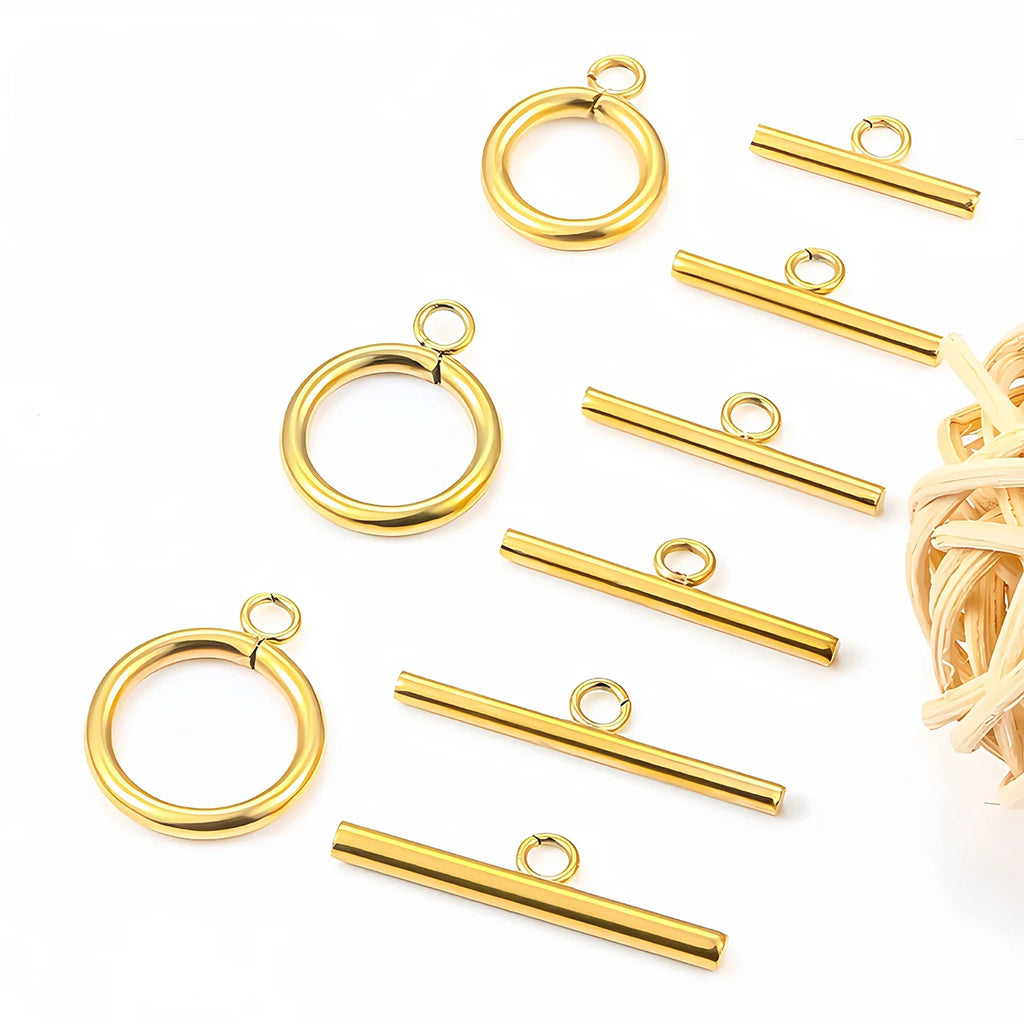 4 Sets Stainless Steel OT Clasp Toggle Clasps 18k Gold for Necklaces Connectors Bracelets Hooks DIY Jewelry Making Accessories