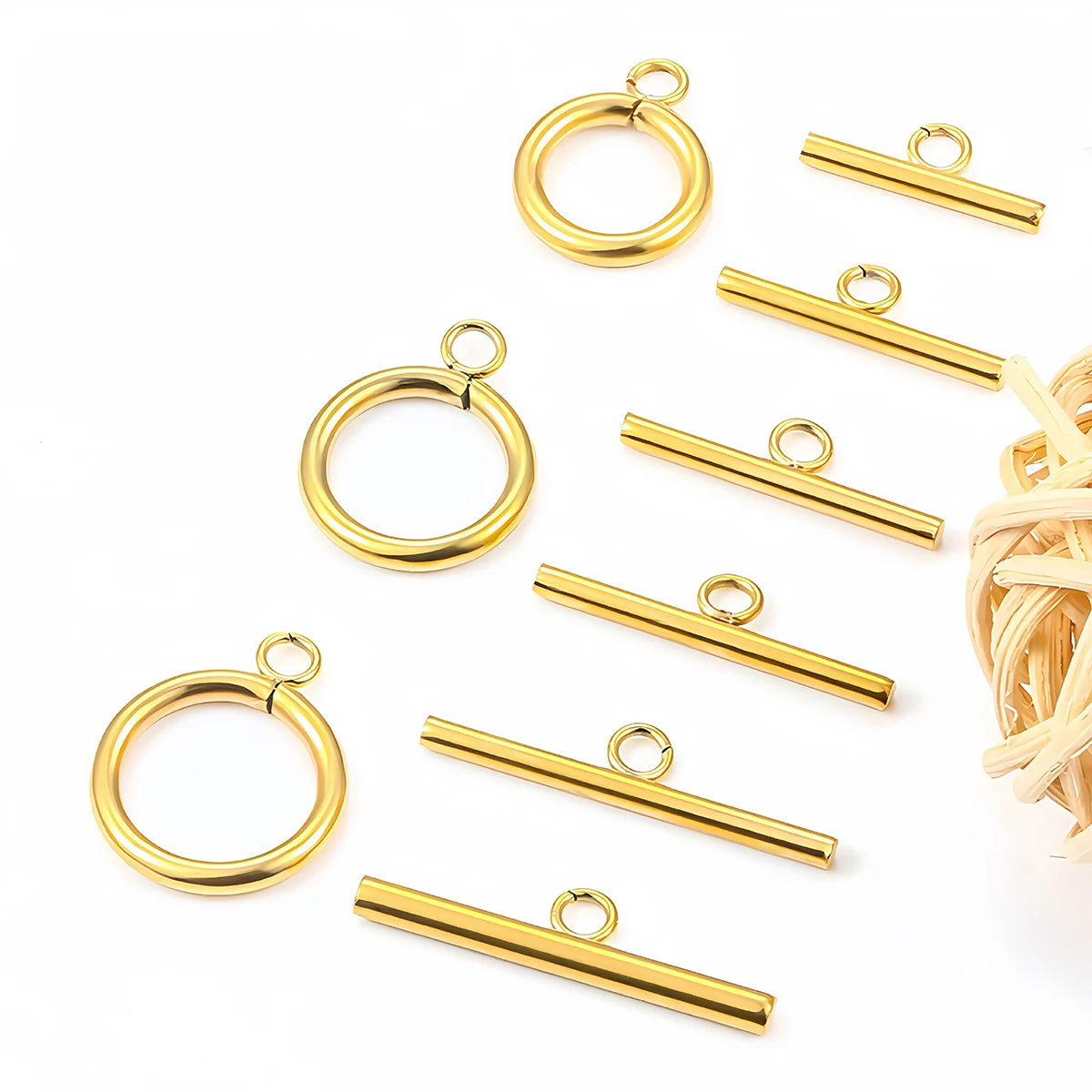 4 Sets Stainless Steel OT Clasp Toggle Clasps 18k Gold for Necklaces Connectors Bracelets Hooks DIY Jewelry Making Accessories