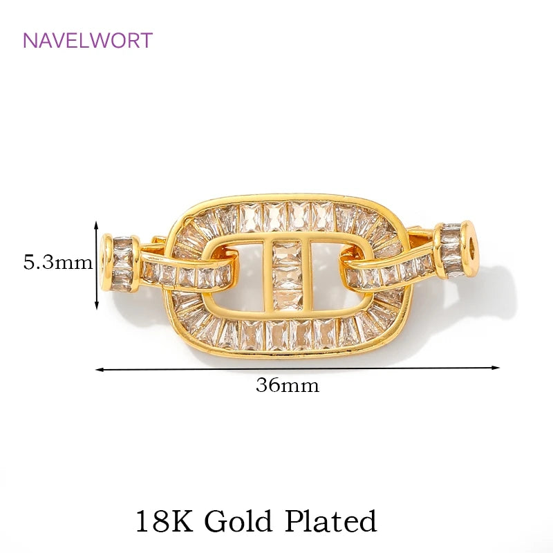 Luxury 18K Gold Plated Connectors Clasps,With Zircon Locks Clasps,Fasteners For Bracelet,DIY Necklaces Jewelry Making Findings