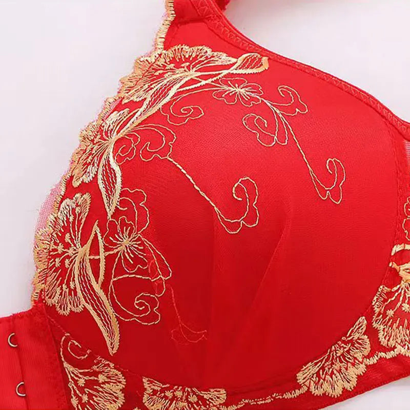 Lace Embroidery Bra Women Front Closure Underwear Wireless Bras Lady Push Up Brassiere Breathable Thin Female Bralette Lingerie