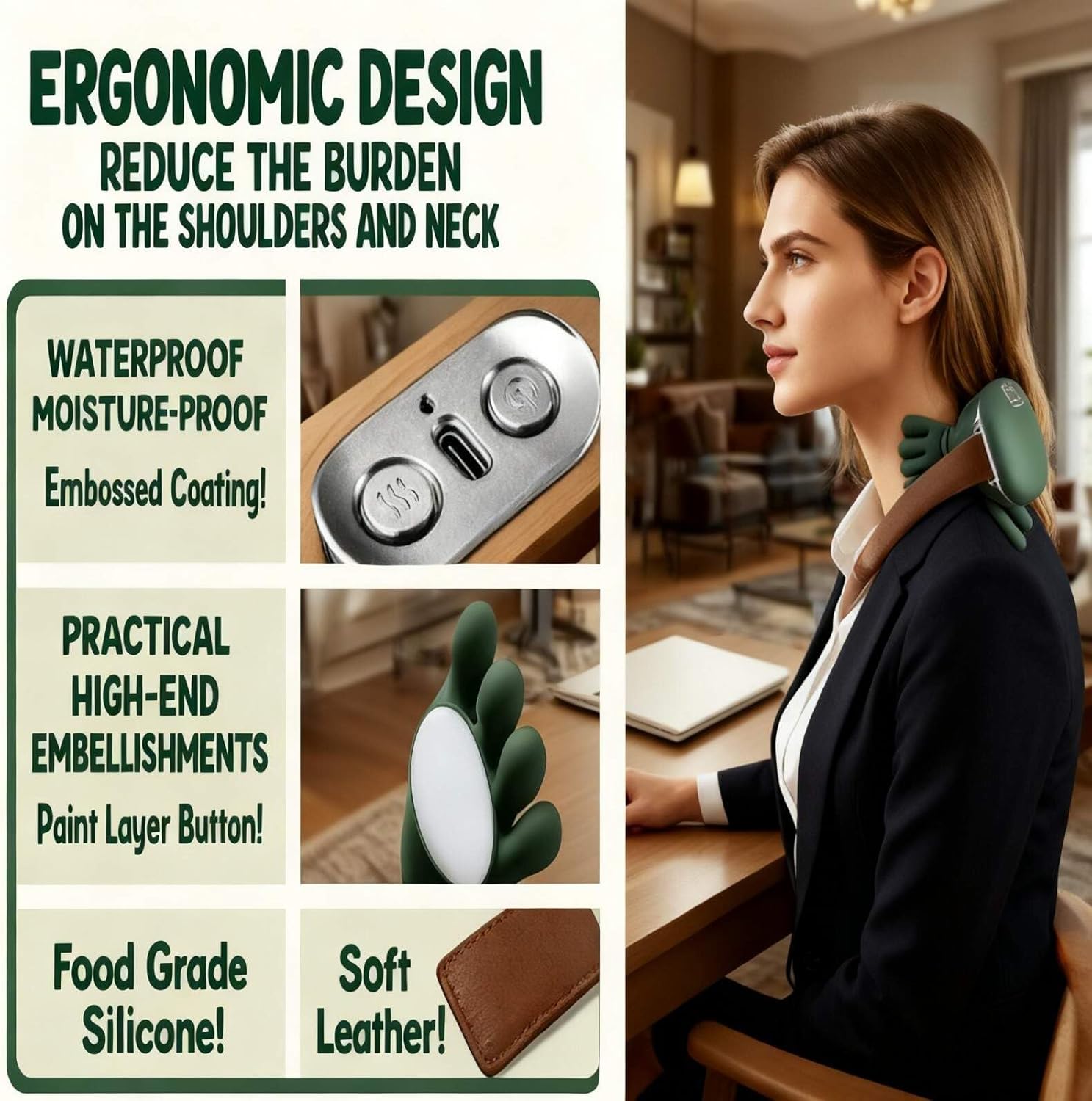 Neck Massager, Portable Bionic Heating Massager, Simulated Hand Design for Shoulder, Neck, Leg, and Back Muscle Relaxation