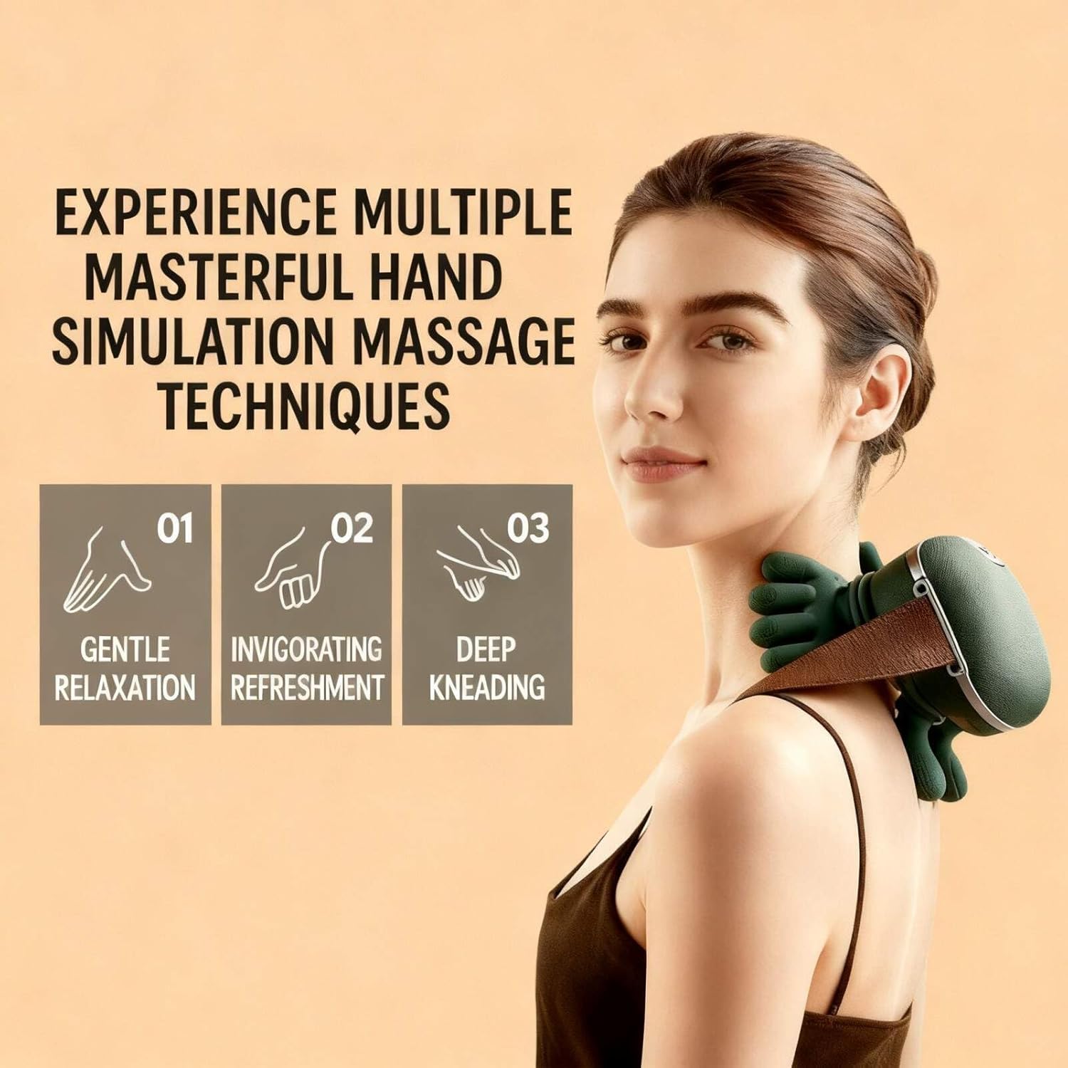 Neck Massager, Portable Bionic Heating Massager, Simulated Hand Design for Shoulder, Neck, Leg, and Back Muscle Relaxation