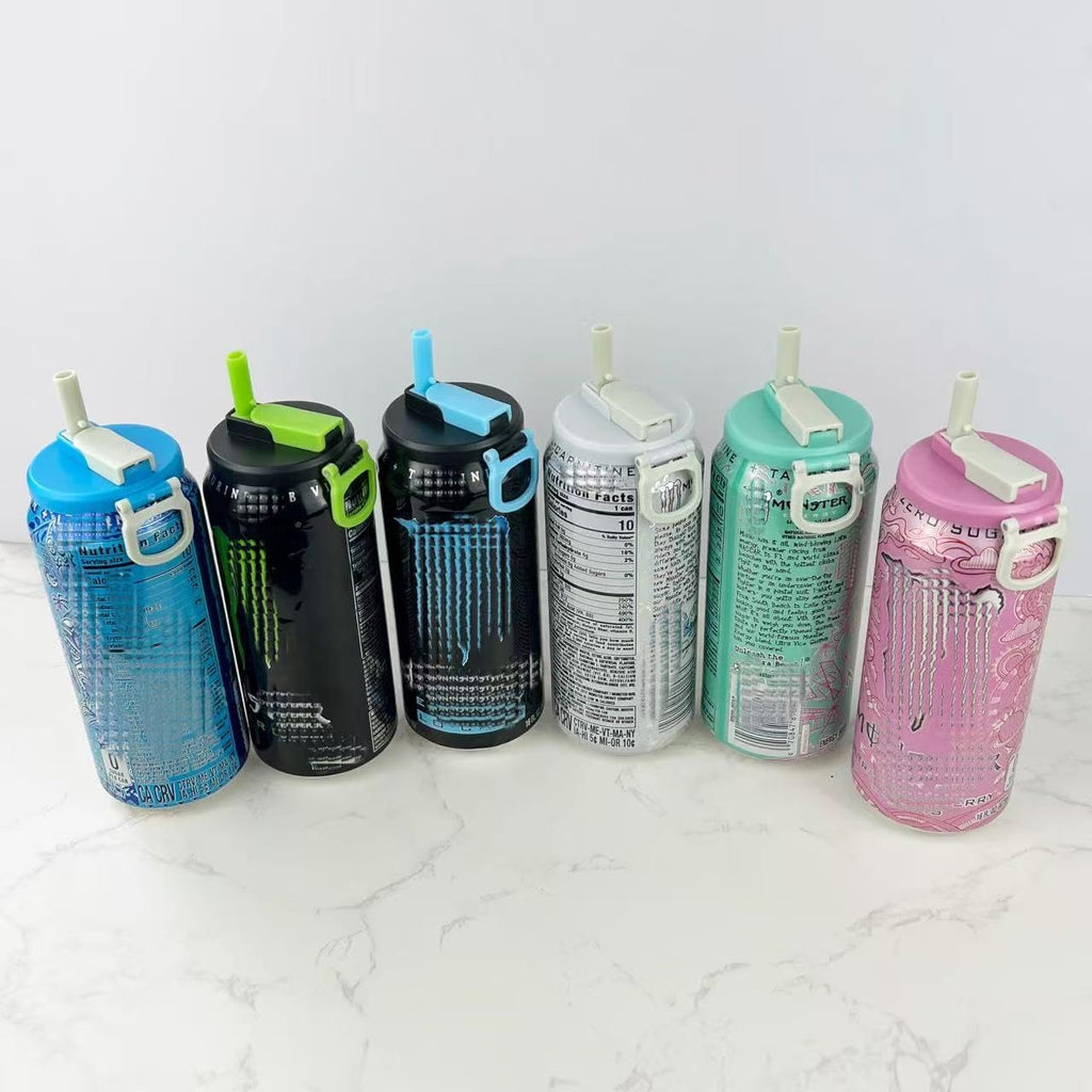 6 Pack Soda Can Lids with Straws,Inspired by Energy Drink Can Colors, Reusable BPA-Free Can Tops for Energy Drink, Soda, Juice, Beer – Fits Standard 12oz/16oz Cans（K01-P6）