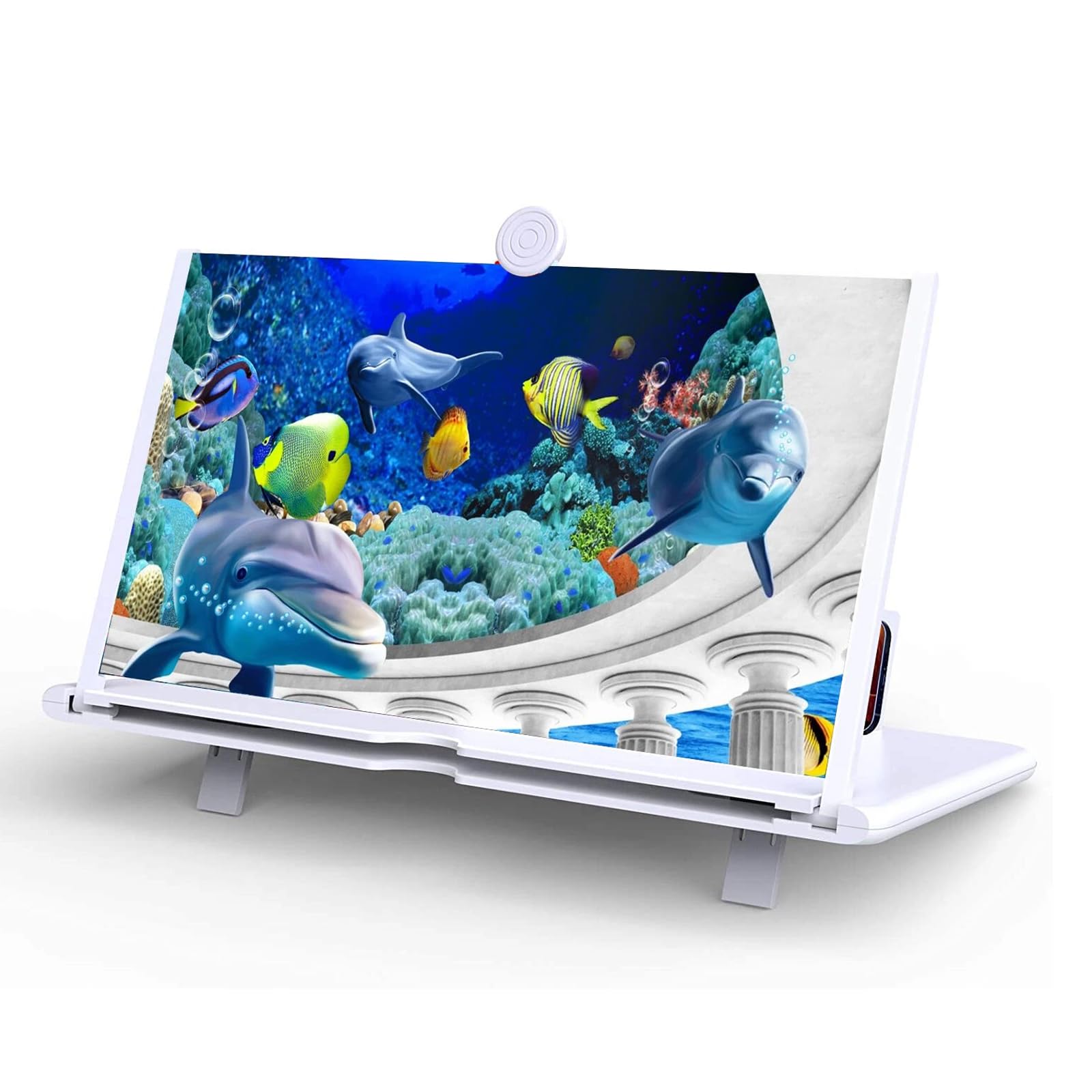 Mobile Phone Magnifier Projector Screen, 3D HD Screen Magnifier for Cell Phone, Foldable Magnifying Projector Screen Stand for Movies, Videos & Gaming Compatible with All Phones (Black, 10 inch)