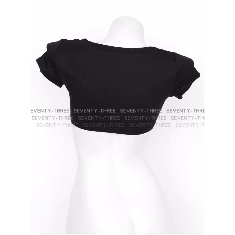 Anime Gamepad Printed Ultrashort T Shirt Women Mini Japanese Girl Top Sexy Underwear Short Sleeve Nightclub Role Play Outfits