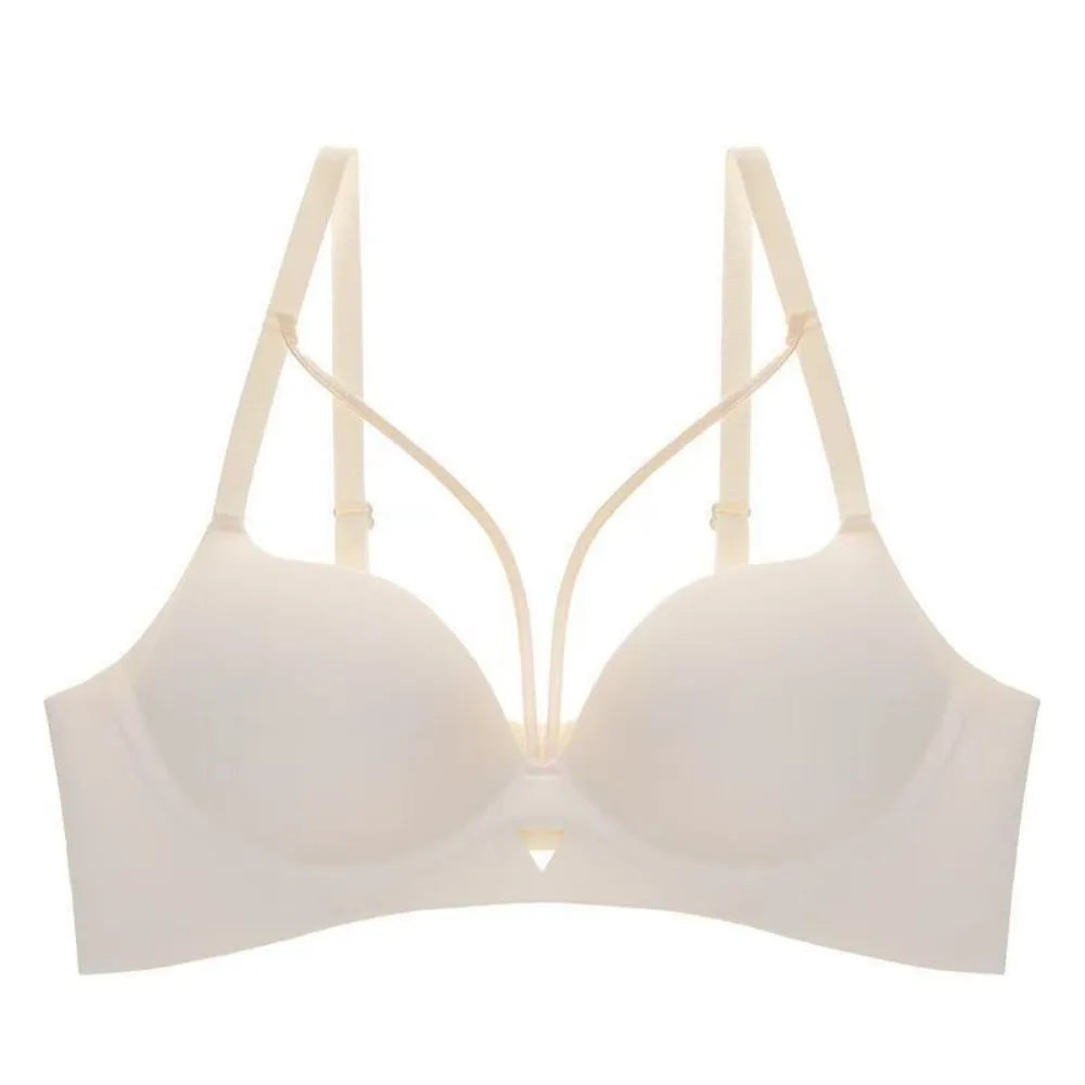 Breathable 3/4 Cup Push-up Bra Women Leopard Anti-sagging Seamless Underwear Lingerie Deep V Wireless Deep V Bra Girl