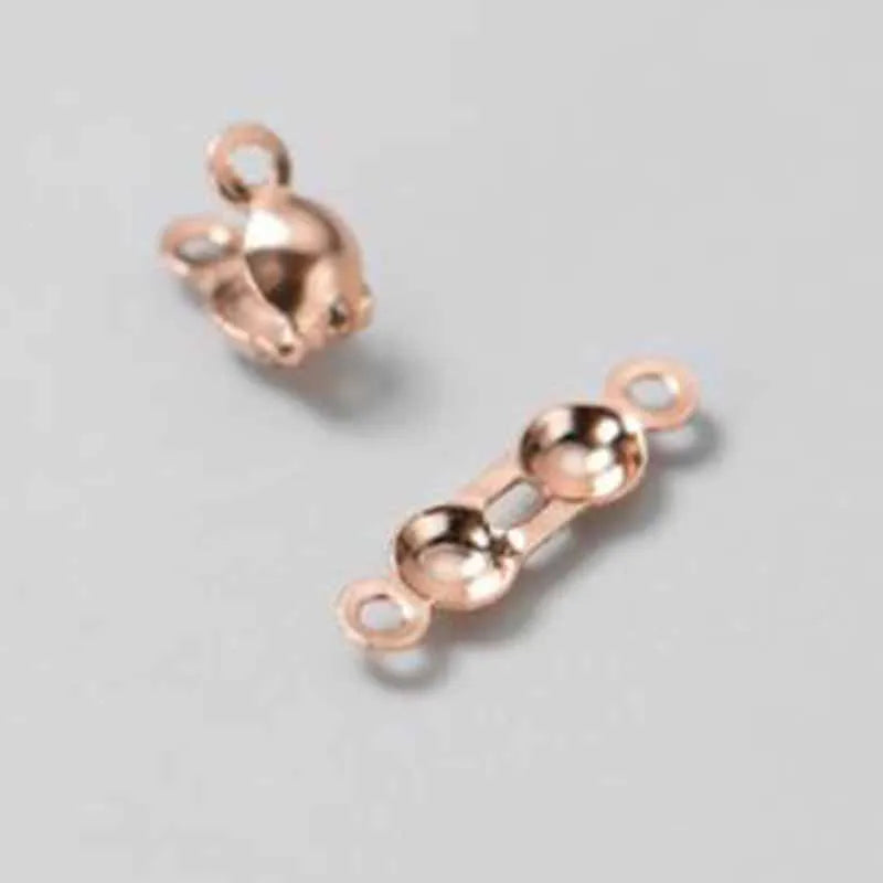 10pcs Genuine Real Pure Solid 925 Sterling Silver Closure End Beads Clasps Clips Gold Crimp Connector DIY Jewelry Making Finding