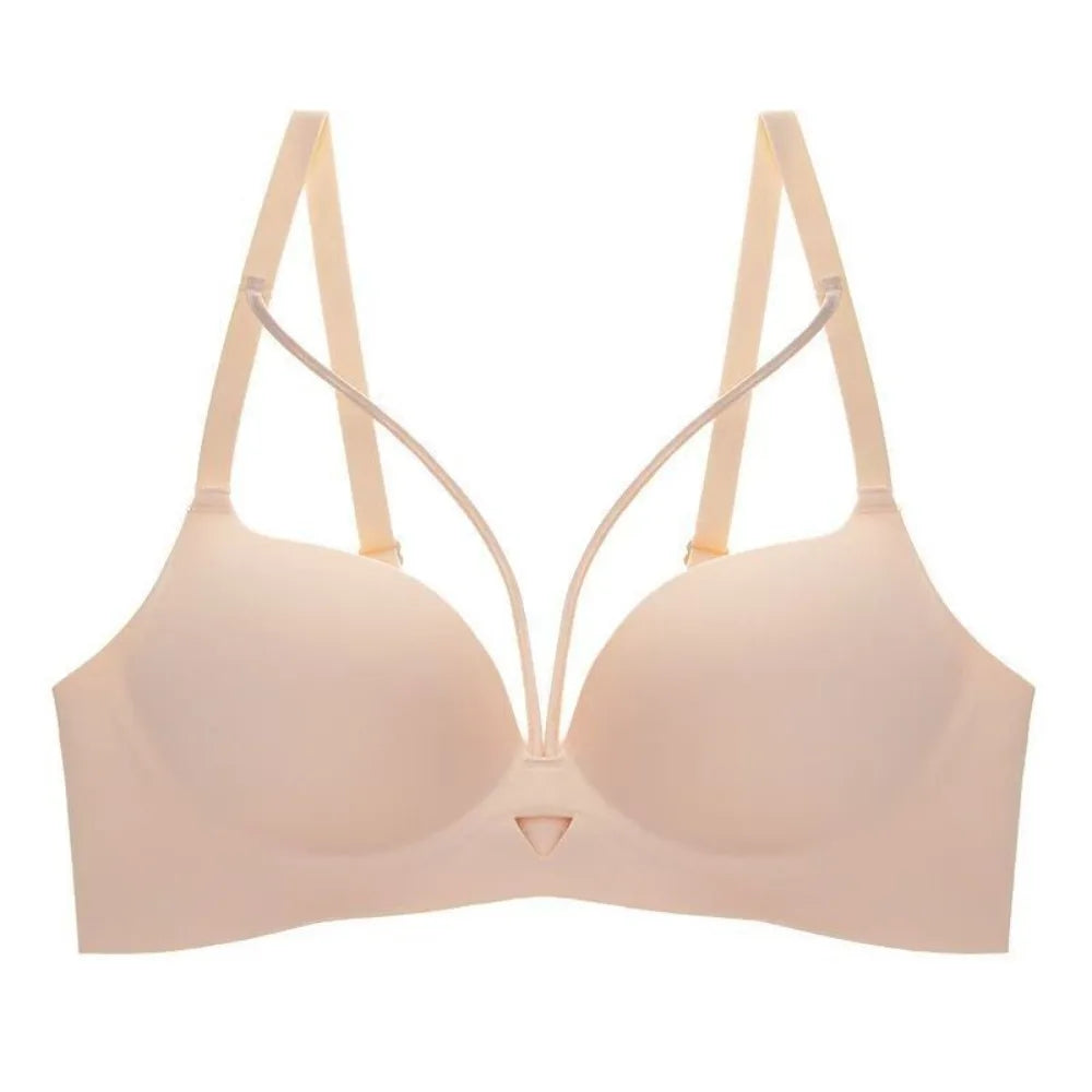 Breathable 3/4 Cup Push-up Bra Women Leopard Anti-sagging Seamless Underwear Lingerie Deep V Wireless Deep V Bra Girl