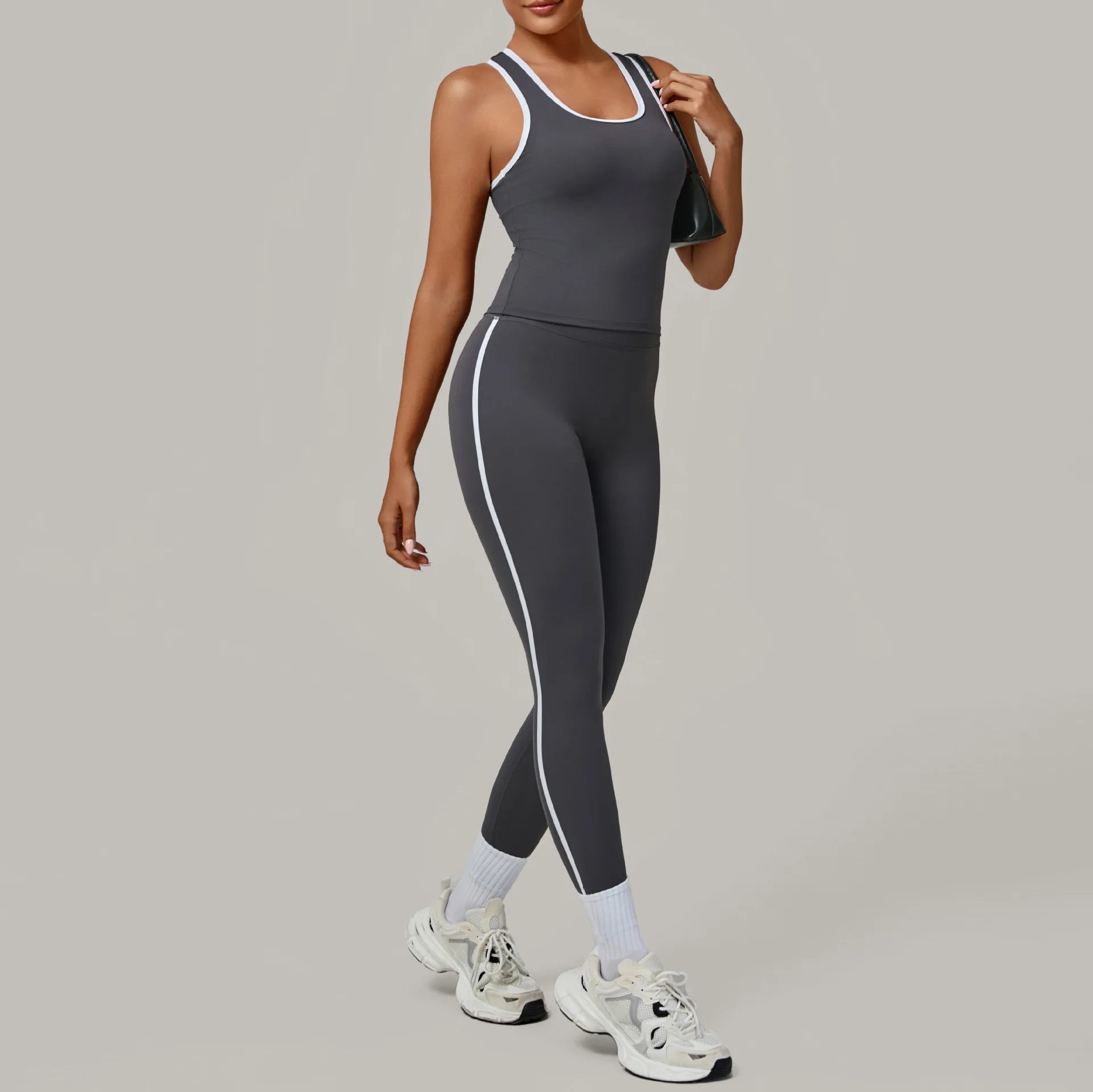 2PCS Sportswear Women's Tracksuit Yoga Clothes Fitness Set Breathable Activewear Sexy Sports Bra Top High-Waisted Leggings Set