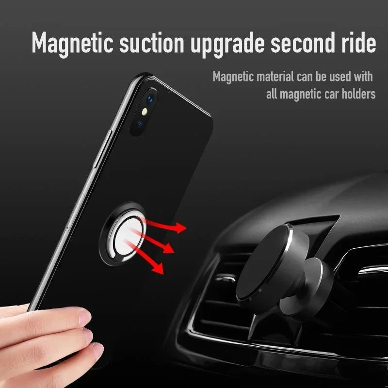 Finger Ring Holder Stand Grip 360 Rotating For Mobile Phone Car Magnetic Mount Phone Back Sticker Pad Unniversal Bracket