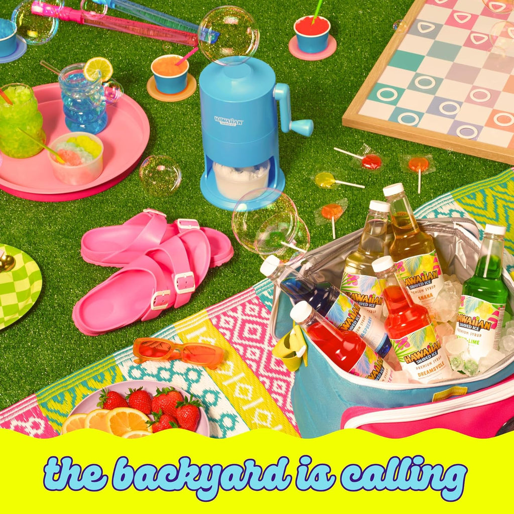 Hawaiian Shaved Ice Mini Snow Cone Machine - Portable Countertop Ice Shaver with No Slip Base - No Electricity Needed - Ice Cup Included - Lightweight - Stainless Steel Blade