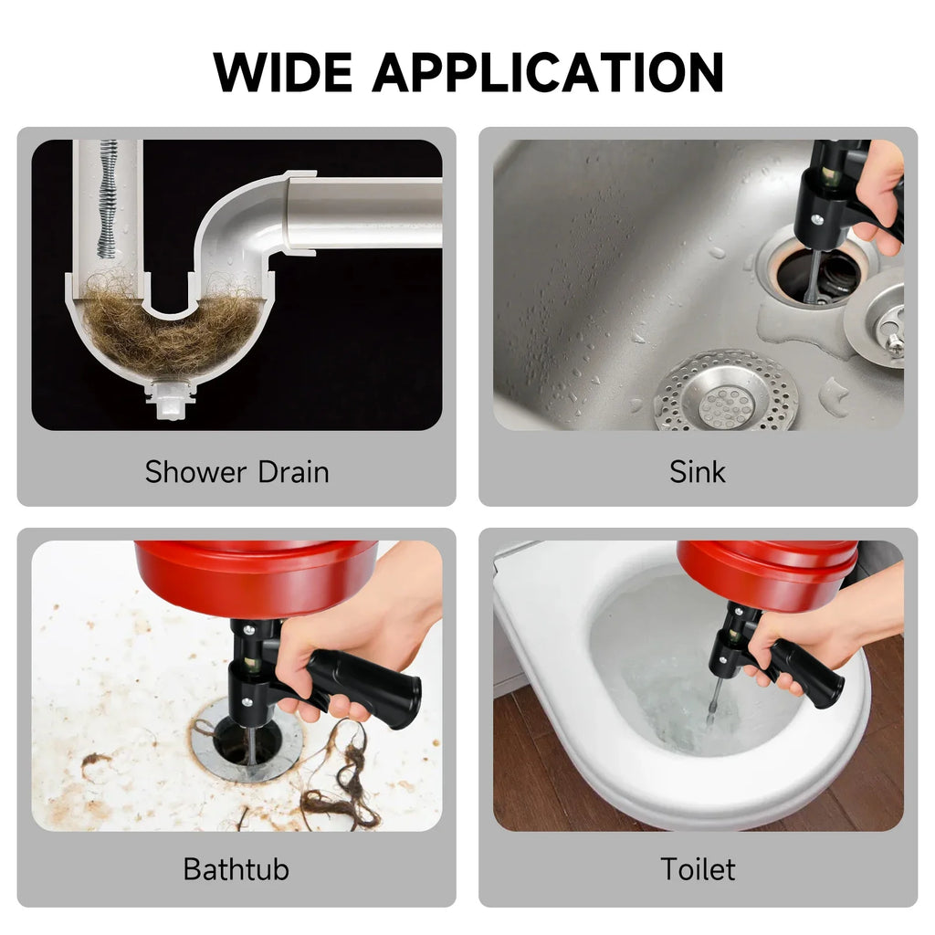 7.6M Drain Snake Unblocker Plumbing Drain Clog Remover Kitchen Toilet Sewer Blockage Cleaning Machine Hand Tool Channel Dredge