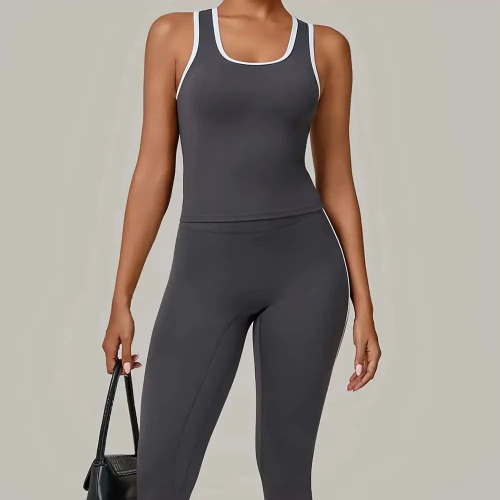 2PCS Sportswear Women's Tracksuit Yoga Clothes Fitness Set Breathable Activewear Sexy Sports Bra Top High-Waisted Leggings Set