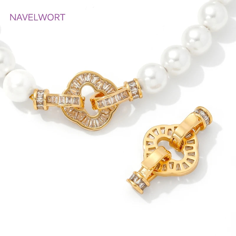 Luxury 18K Gold Plated Connectors Clasps,With Zircon Locks Clasps,Fasteners For Bracelet,DIY Necklaces Jewelry Making Findings