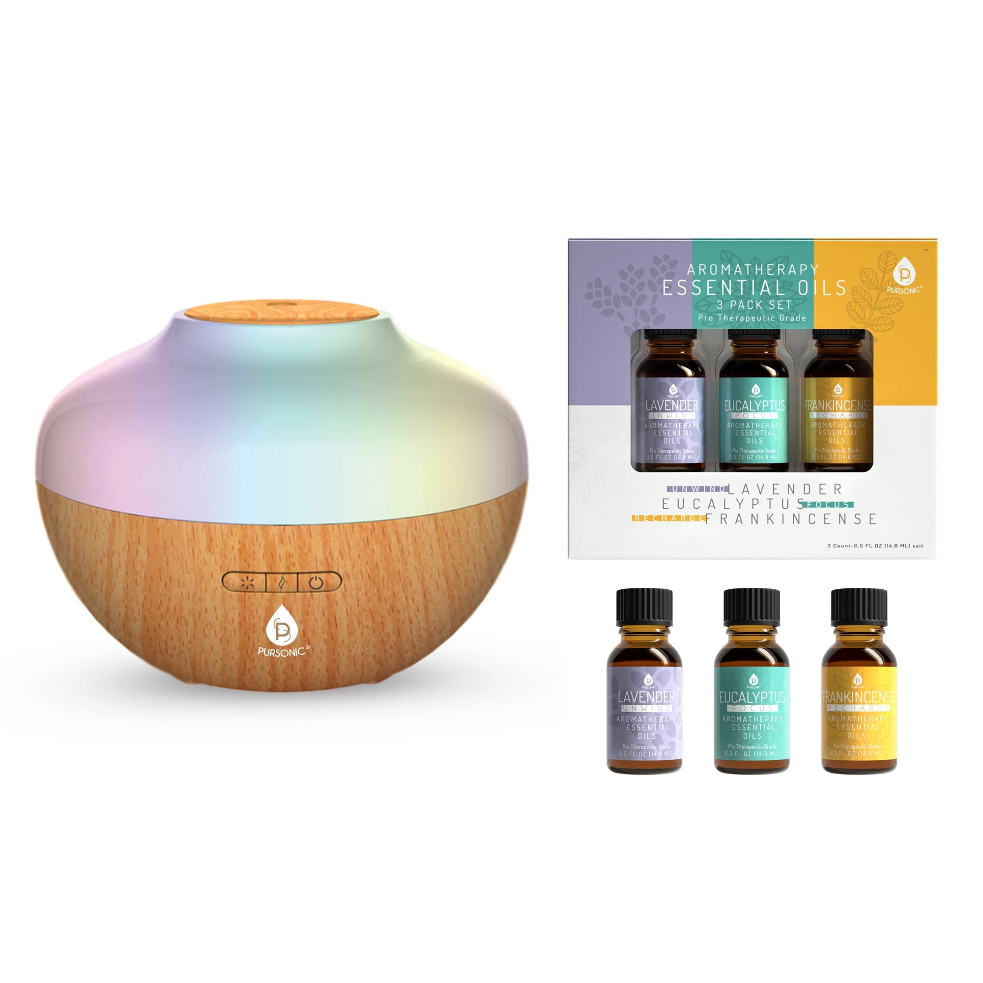 Aromatherapy Diffuser with Essential Oils Set - 300ml Ultrasonic