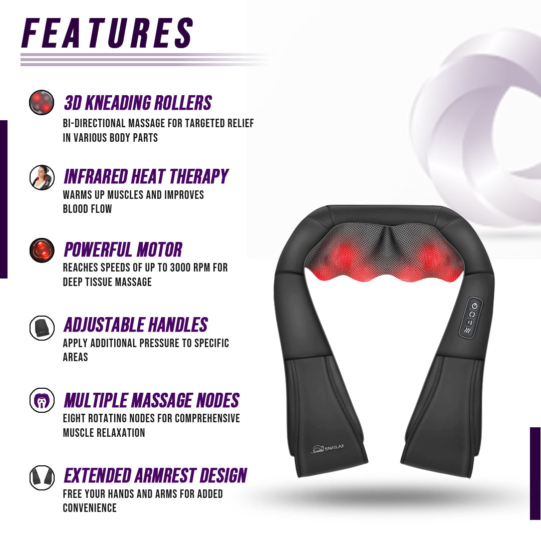 Neck and Shoulder Massager with Heat - Shiatsu Kneading Therapy