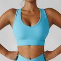 Sexy Halter Yoga Bra Gym Workout Push Up Running Sports Underwear Gathering Sports Vest Beautiful Back Fitness Top