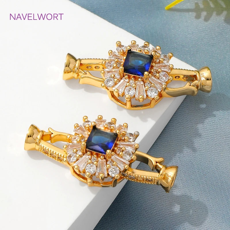 Luxury 18K Gold Plated Connectors Clasps,With Zircon Locks Clasps,Fasteners For Bracelet,DIY Necklaces Jewelry Making Findings