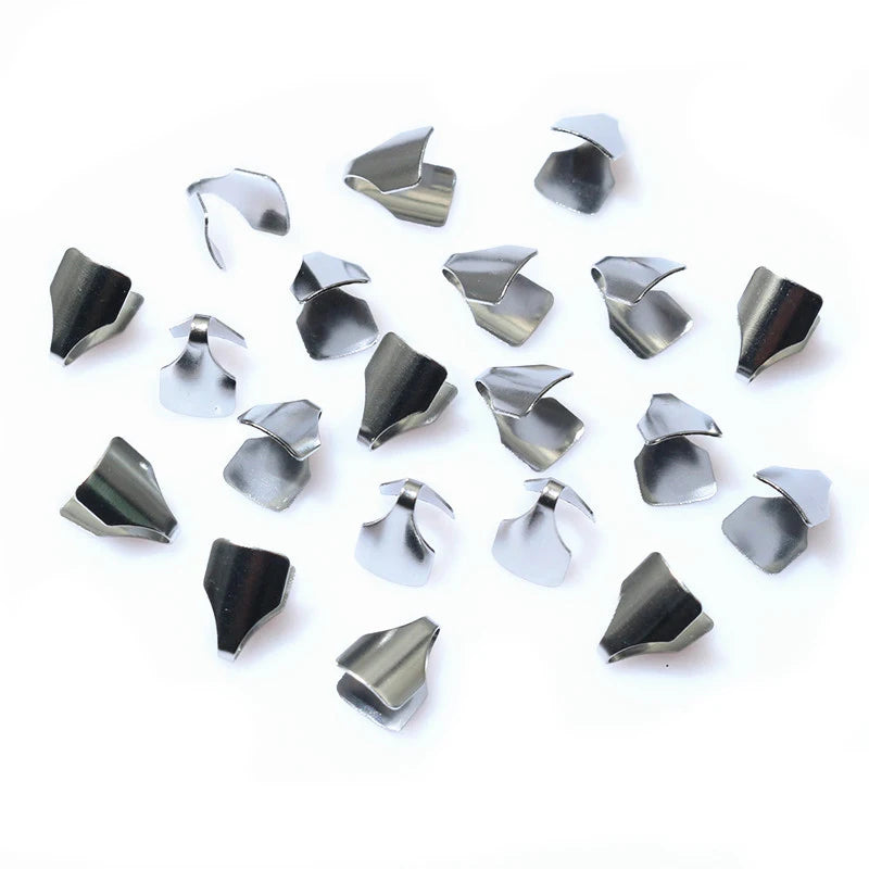 100pcs Stainless Steel 2-7mm Flat Cords Crimp End Beads Caps Clip Tip Fold for DIY Snake Chain Necklace Jewelry Making Findings