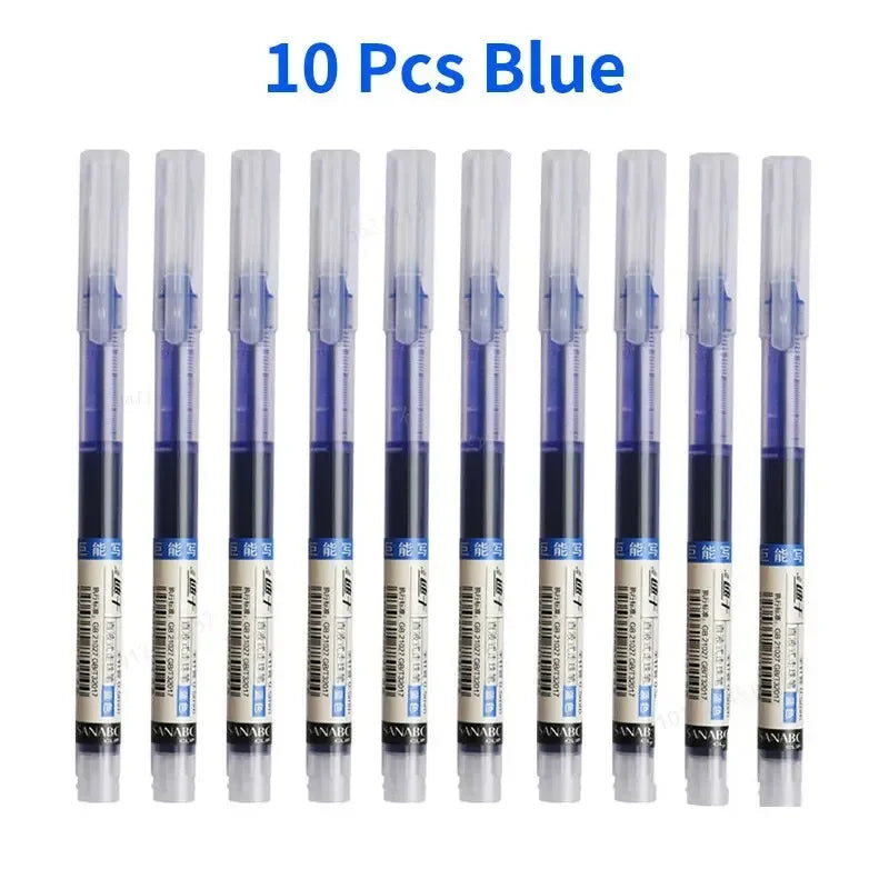 10Pcs High Quality Needle Type Gel Pen Straight Liquid Ballpoint Pens Perfect Kawaii Stationery for School/Office Writing Supply