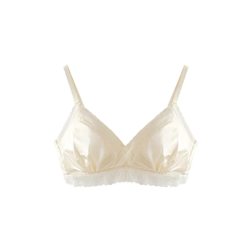 Satin Lace Satin Wireless V Bra Close-fitting Anti-sagging Push Up Underwear Shockproof Lingerie Seamless Bras Girls Women